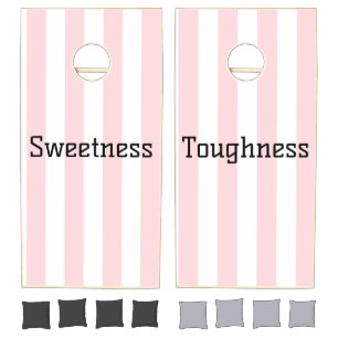 Cornhole Set Pink & White Stripe