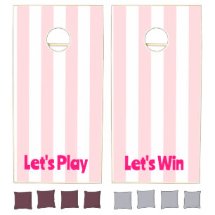 Cornhole Set Pink & White Stripe