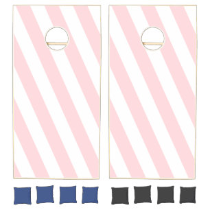 Cornhole Set Pink & White Stripe