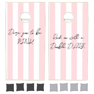 Cornhole Set Pink & White Stripe