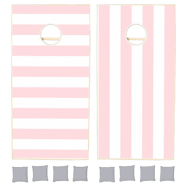 Cornhole Set Pink & White Stripe (Set)