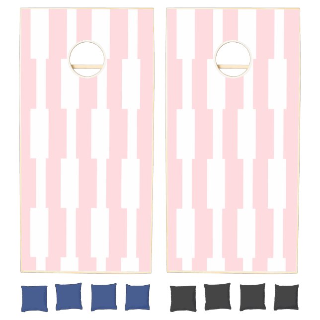 Cornhole Set Pink & White Stripe (Set)