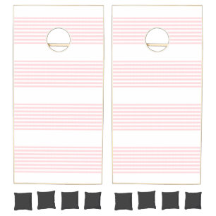 Cornhole Set Pink & White Stripe