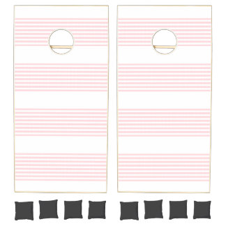 Cornhole Set Pink & White Stripe