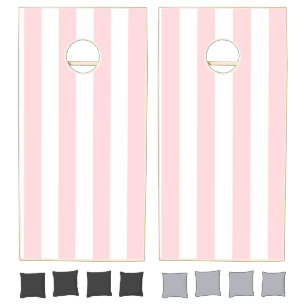 Cornhole Set Pink & White Stripe