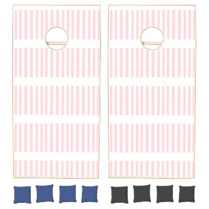 Cornhole Set Pink & White Stripe
