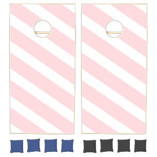 Cornhole Set Pink & White Stripe