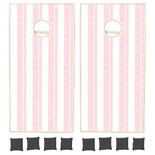 Cornhole Set Pink & White Stripe