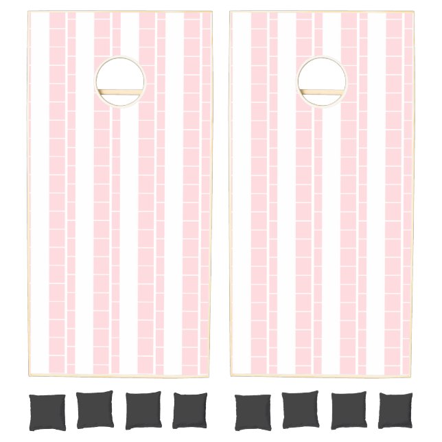 Cornhole Set Pink & White Stripe (Set)