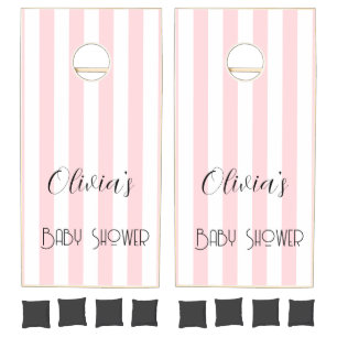 Cornhole Set Pink & White Stripe Baby Shower