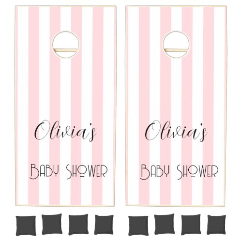 Cornhole Set Pink & White Stripe Baby Shower