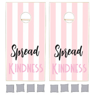 Cornhole Set Pink & White Stripe Spread Kindness
