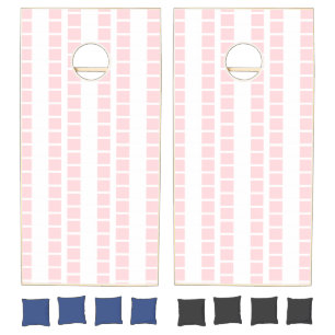Cornhole Set Pink & White Stripe Square