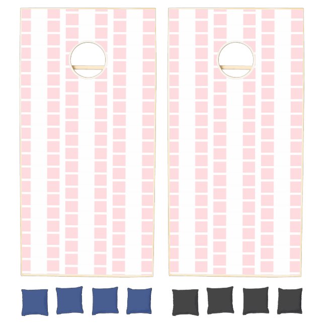 Cornhole Set Pink & White Stripe Square (Set)