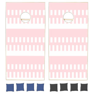 Cornhole Set Pink & White Stripe Square