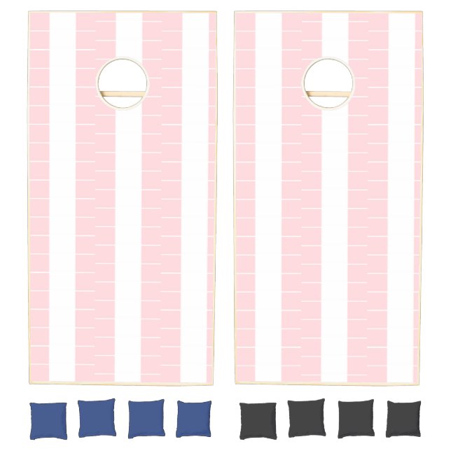 Cornhole Set Pink & White Stripe Square Vertical  (Set)