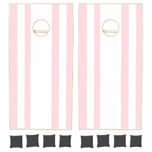 Cornhole Set Pink & White Stripe Vertical