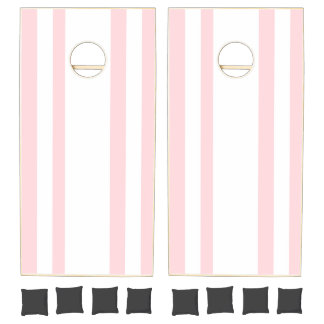 Cornhole Set Pink & White Stripe Vertical