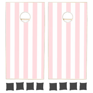 Cornhole Set Pink & White Stripe Vertical