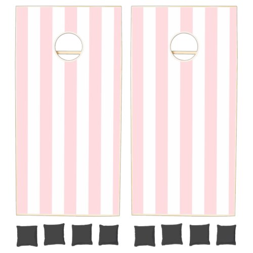 Cornhole Set Pink & White Stripe Vertical