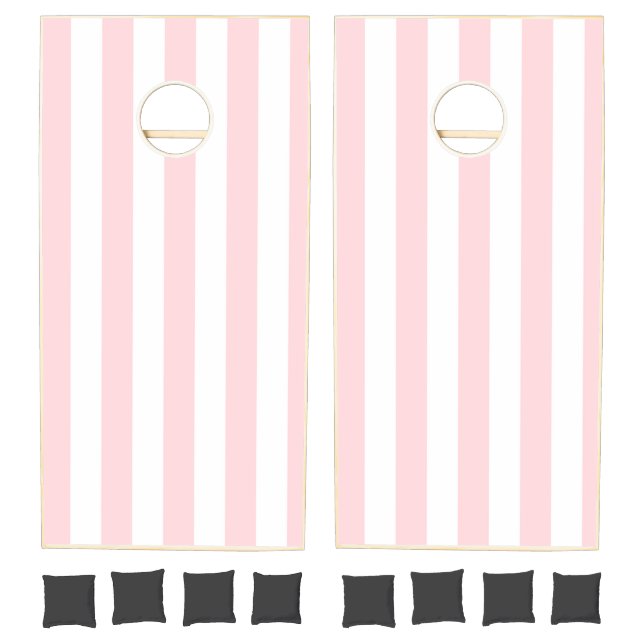 Cornhole Set Pink & White Stripe Vertical (Set)