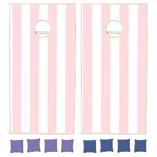 Cornhole Set Pink & White Stripe Vertical