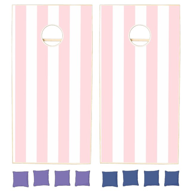 Cornhole Set Pink & White Stripe Vertical (Set)