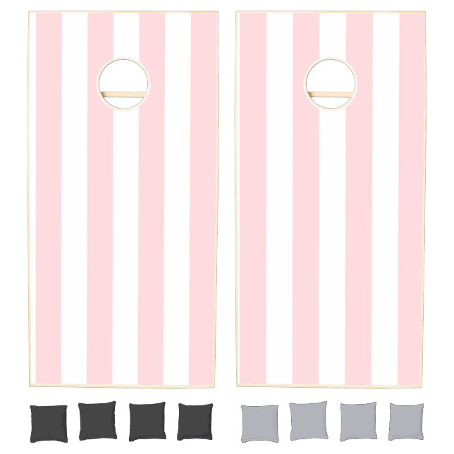 Cornhole Set Pink & White Stripe Vertical (Set)