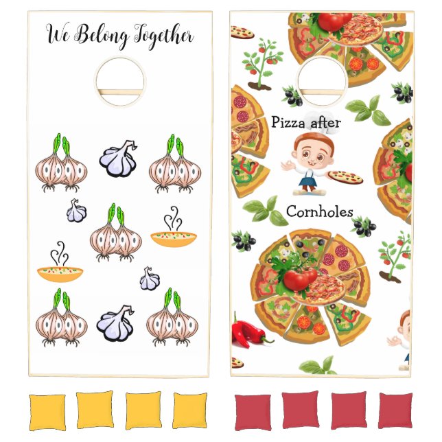 Cornhole Set Pizza Onions Garlic  (Set)