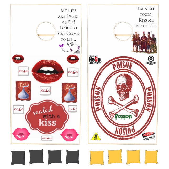 Cornhole Set Poison Lipstick Lips Red  (Set)