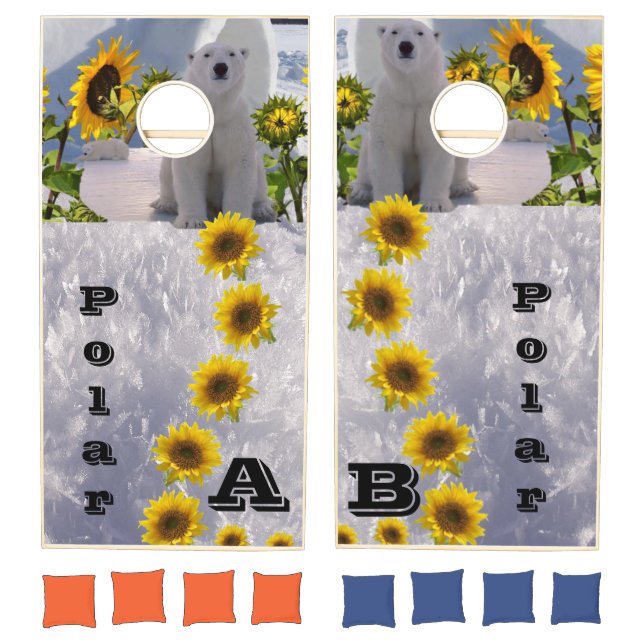 Cornhole Set Polar Bear Sunflower (Set)