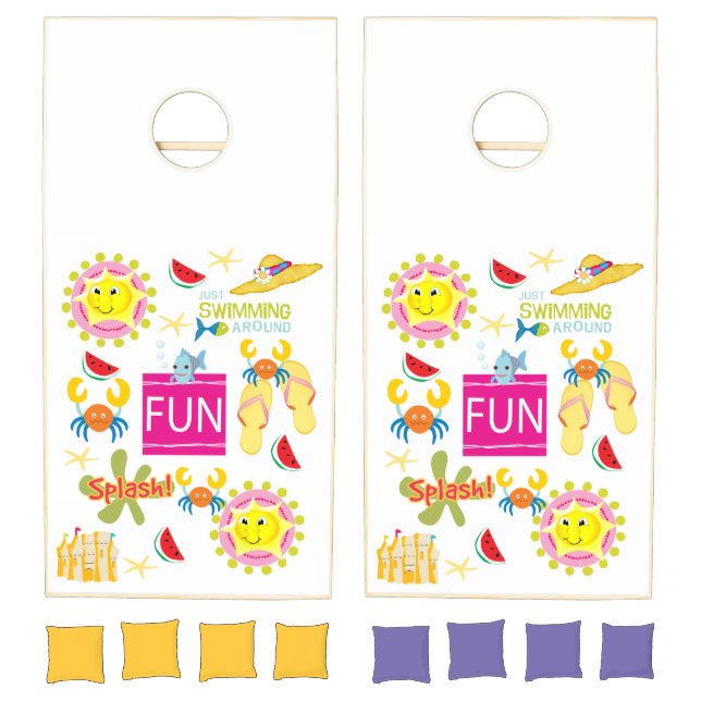 Cornhole Set Pool Fun Beach House Sun  (Set)