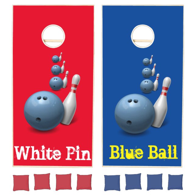 Cornhole Set Red & Blue Bowling Balls (Set)