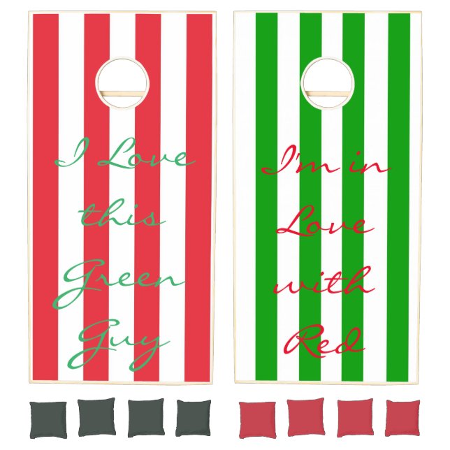 Cornhole Set Red & Green Stripe (Set)