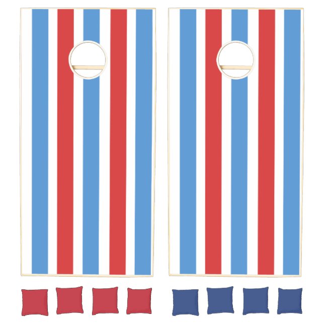 Cornhole Set Red White & Blue Stripe (Set)