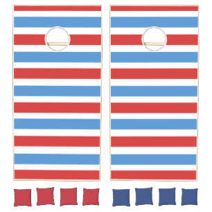 Cornhole Set Red White & Blue Stripe