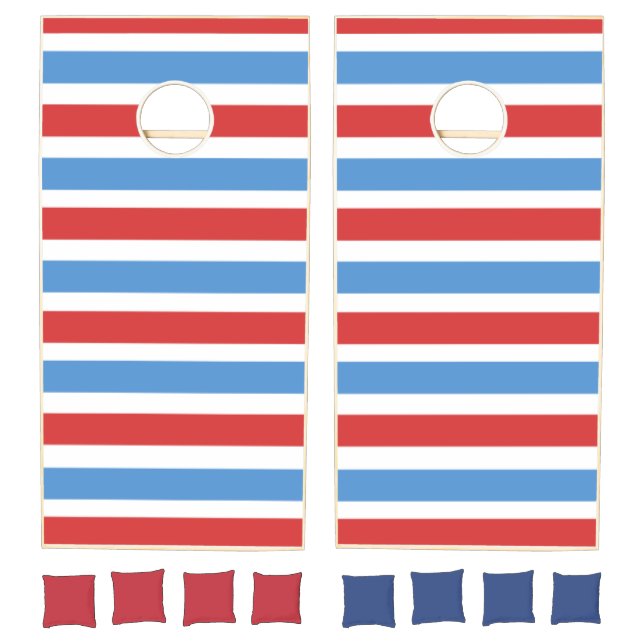 Cornhole Set Red White & Blue Stripe (Set)