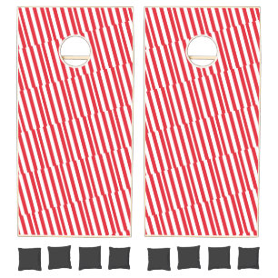 Cornhole Set Red & White Stripe
