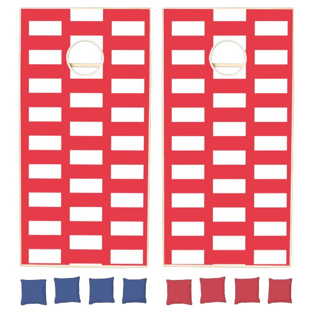 Cornhole Set Red & White Stripe Square  (Set)