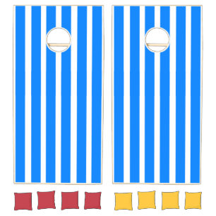 Cornhole Set Rich Blue & White Stripe