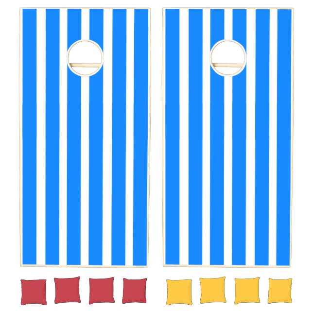 Cornhole Set Rich Blue & White Stripe (Set)