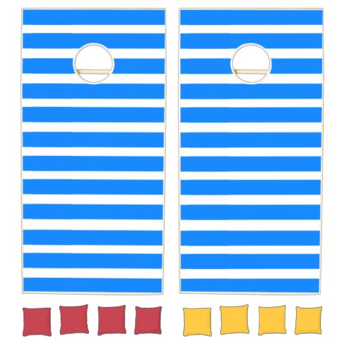 Cornhole Set Rich Blue  White Stripe