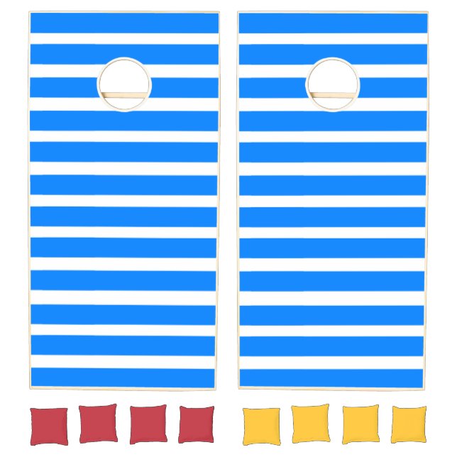 Cornhole Set Rich Blue & White Stripe (Set)
