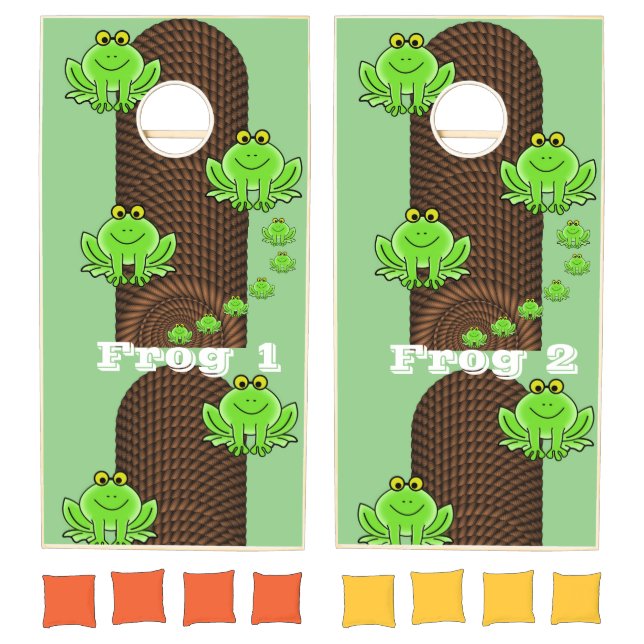 Cornhole Set Rope Green Frogs (Set)