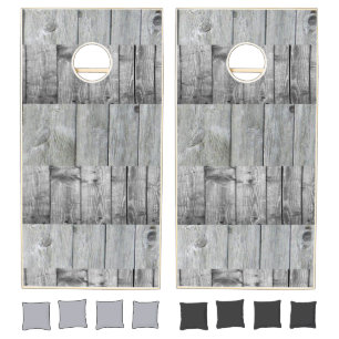 Cornhole Set Rustic Wood Nature Grey