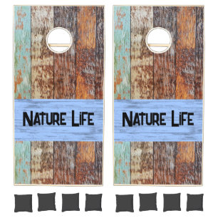 Cornhole Set Rustic Wood Nature Life