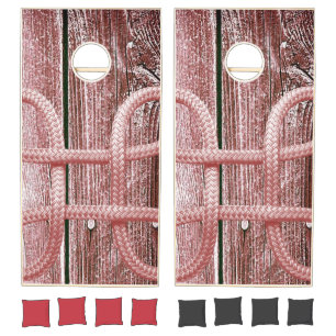 Cornhole Set Rustic Wood Nature Rope