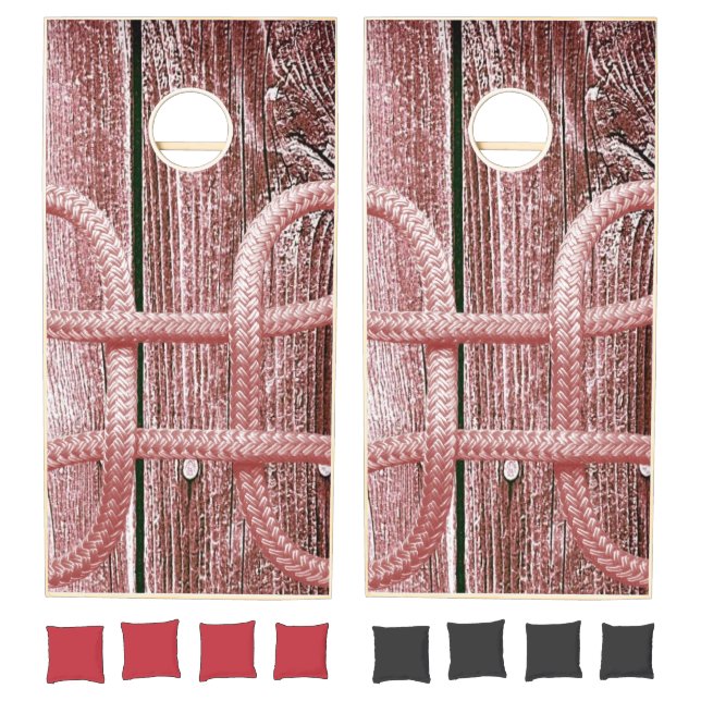 Cornhole Set Rustic Wood Nature Rope (Set)