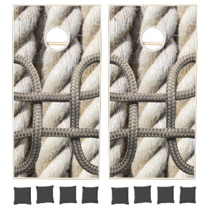 Cornhole Set Rustic Wood Nature Rope