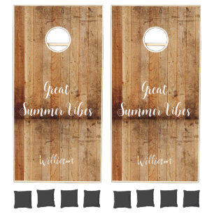 Cornhole Set Rustic Wood Tan Beige 